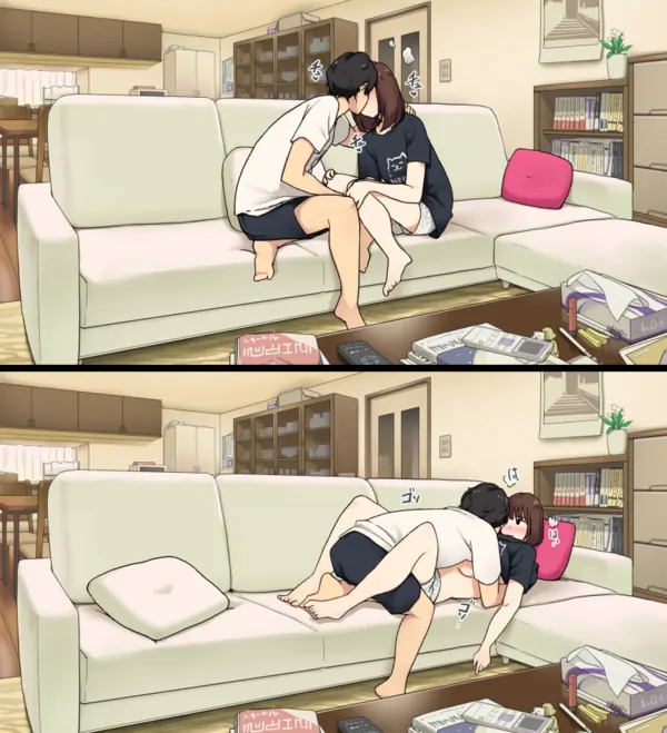 Începem să facem sex pe canapeaua din sufragerie imediat ce pleacă părinții noștri (PeFugăScans)